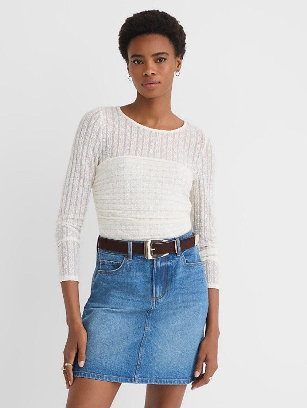 Loft Lace Ruched Bodice Lace Ruched Bodice Top